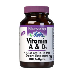 Bluebonnet Nutrition Vitamin A & D3 3000 mcg/10 mcg