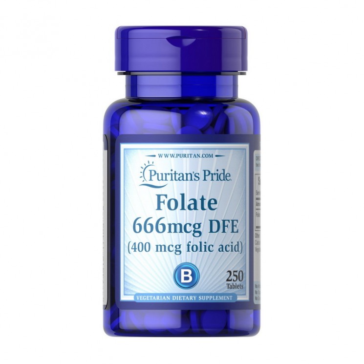 Puritan's Pride Folate 666mcg DFE (Folic Acid 400mcg)