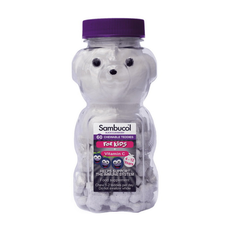 Sambucol Black Elderberry Chewable Teddies For Kids + Vitamin C